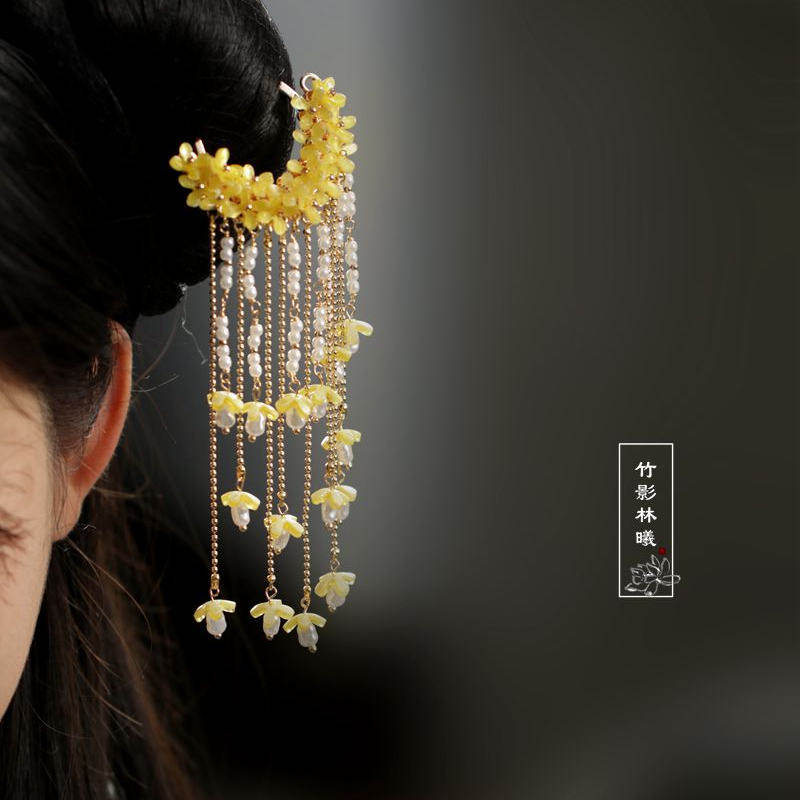 Curtain Rods - Antike Osmanthus-Haarnadel mit Quasten, Hanfu-Haarnadel, Ming-Stil-Accessoires,