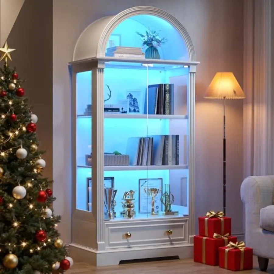 Cabinet Hinges - Vitrinenschrank mit Glastüren und LED-Beleuchtung für