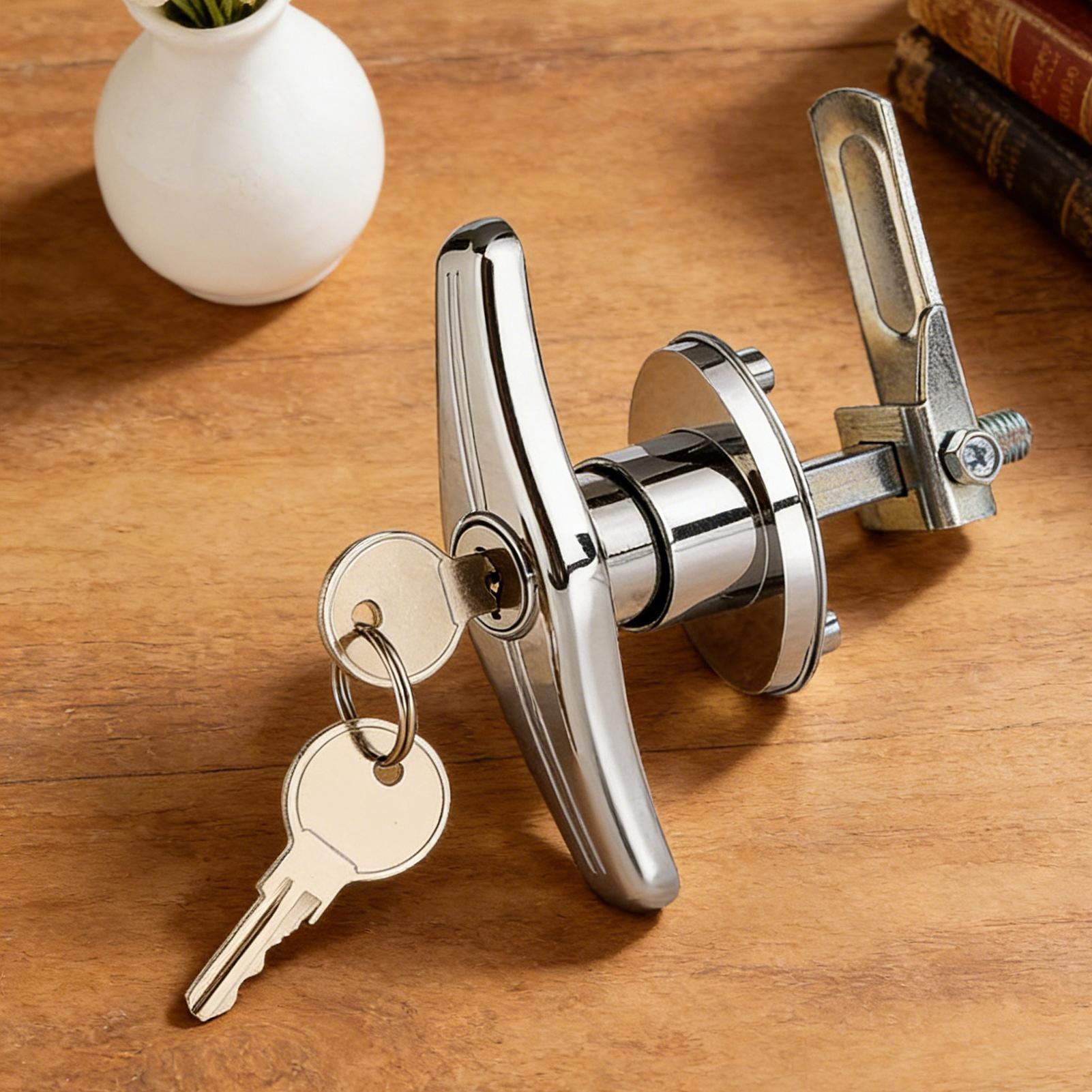 Door Handle - Wohnmobil-Türriegel, Hochsicherheits-Zinklegierung mit Schlüsseln, Wohnmobil-Türgriff, Riegelschloss