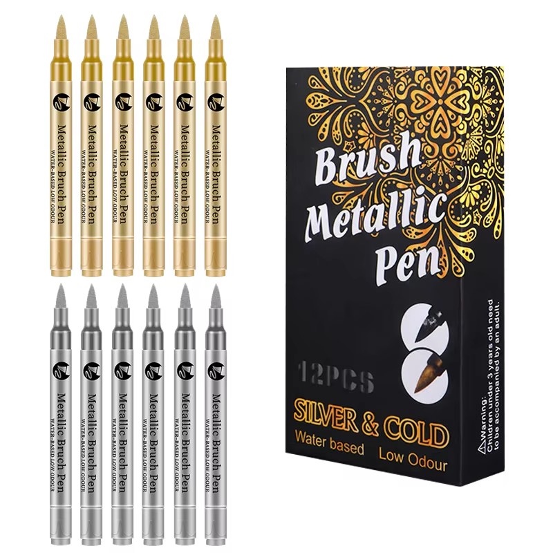 Paint Brush - 2–12 Stück DIY wasserdichte Farbmarkierungsstifte Gold