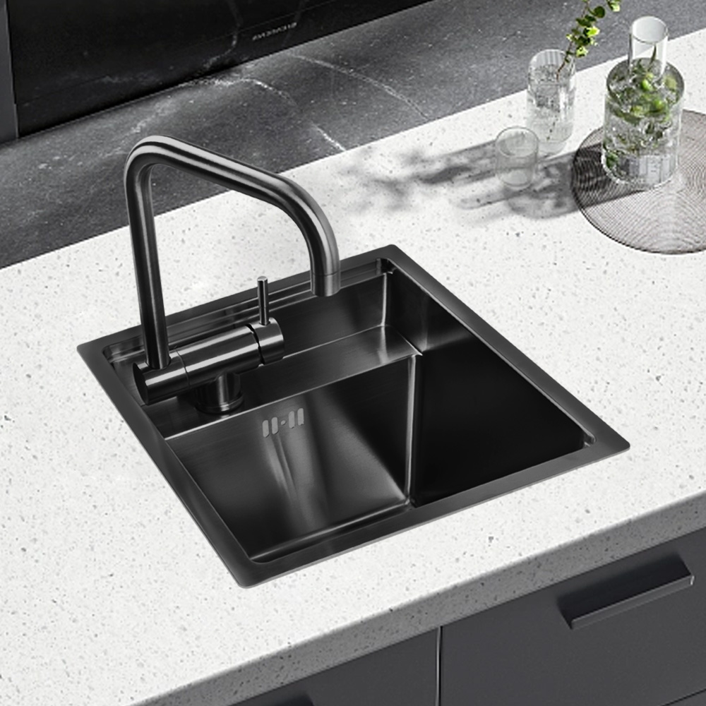 Faucet - Handgefertigte Einzel-Rechteckspüle aus Edelstahl 304 für