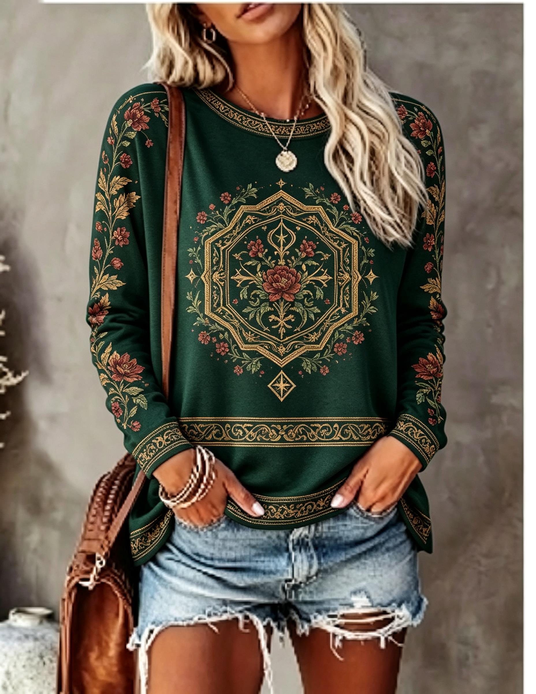 Damen-T-Shirt mit Rundhalsauss – Wallpaper Bewertung und Preis