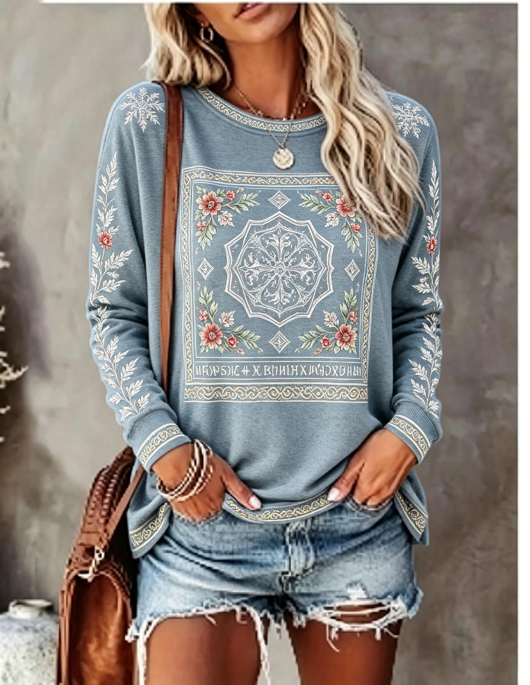 Damen-T-Shirt mit Rundhalsauss – Wallpaper Bewertung und Preis