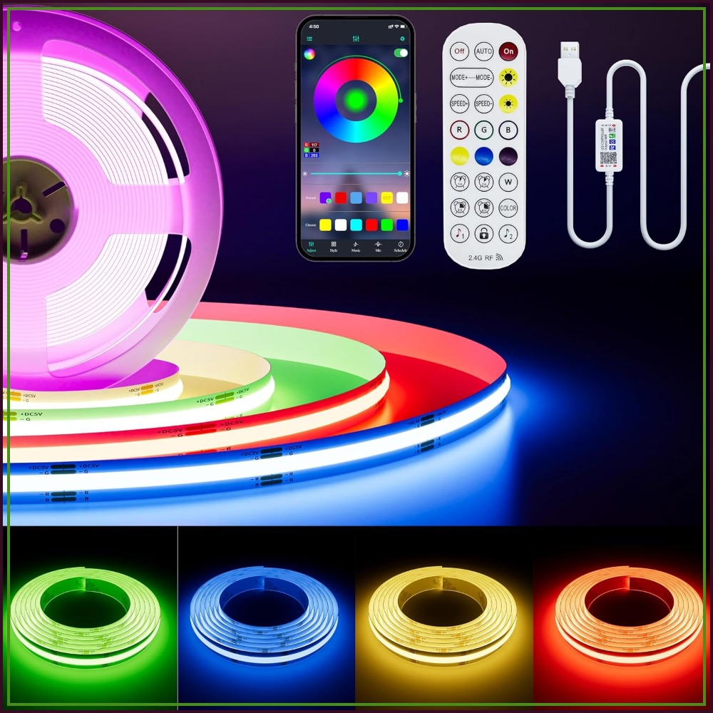 5V USB COB RGB LED-Streifen 1, – Led Strip Lights Bewertung und Preis