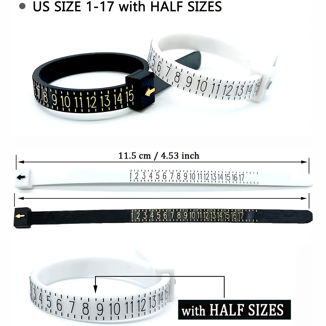 Weißes Ringgrößenmesswerkzeug  – Tape Measure Bewertung und Preis